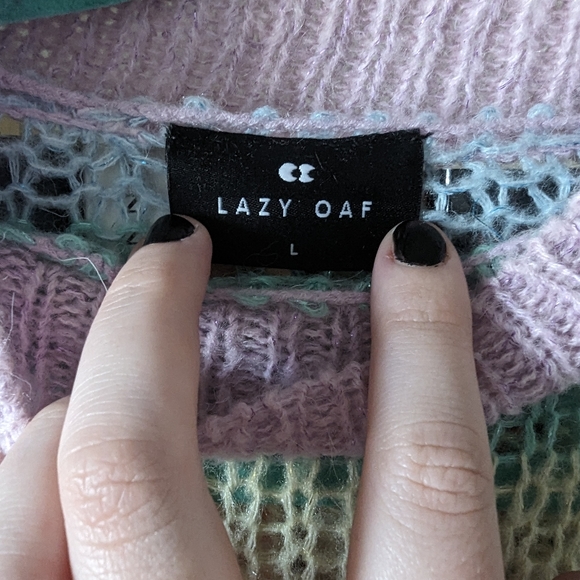 Lazy Oaf Pastel Rainbow Turtleneck Sweater - Picture 3 of 4